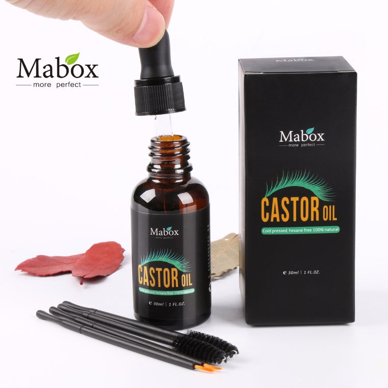 Mabox 30 ML Hair Essential Oil Natural Castor Oil Eyelashes Eyebrow Growth  Prevent Skin Aging Castor Organic Serum