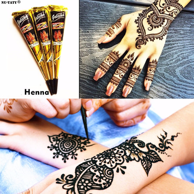 Nu-TATY Body painting Ladies Fashion Mehndi Henna Paste Cone Temporary Tattoo Makeup Tool 100% Safe Waterproof tatoo