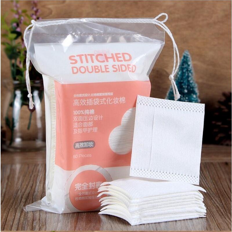 50Pcs/ Set Organic Cotton Pads Facial Cut Cleansing Makeup Puff Cosmetic Makeup Remover Wipes Face Wash Cotton Pads Health Care