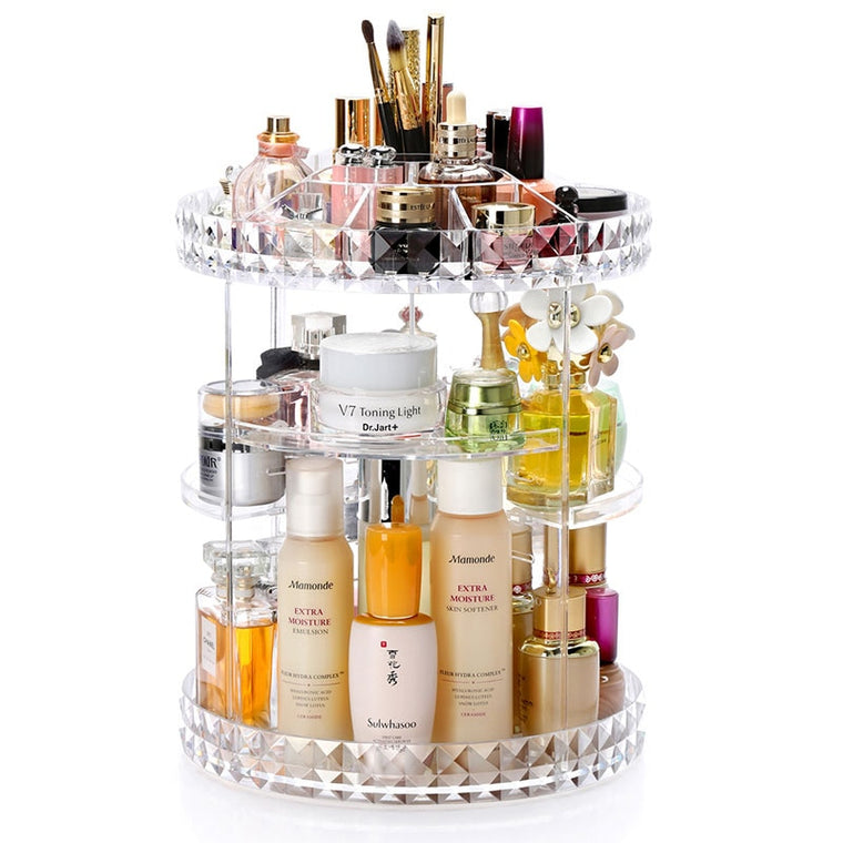 360 Degree Rotation Transparent Acrylic Cosmetics Storage Box Fashion Spin Multi-function Detachable Makeup Beauty Organizer